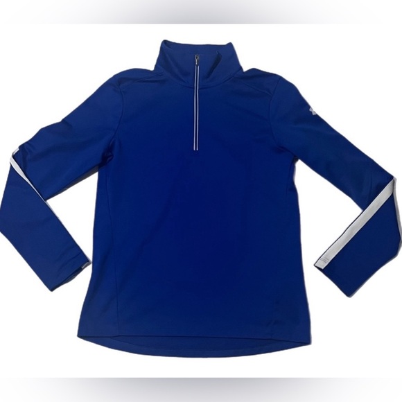 Under Armour Blue Long Sleeve Moisture Wick 1/4 Zip Women Small Reflective Top - Picture 1 of 6